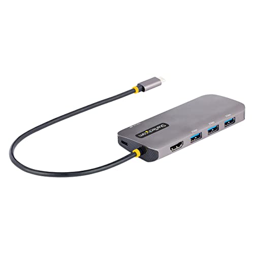 StarTech.com USB C Multiport Adapter, USB C auf HDMI Adapter 4K 60Hz, 5Gbit/s USB-A 3.0 Hub, 100W Power Delivery Pass-Through, GbE, 30cm Kabel, Laptop Dockingstation/Reisedock (127B-USBC-MULTIPORT) von StarTech