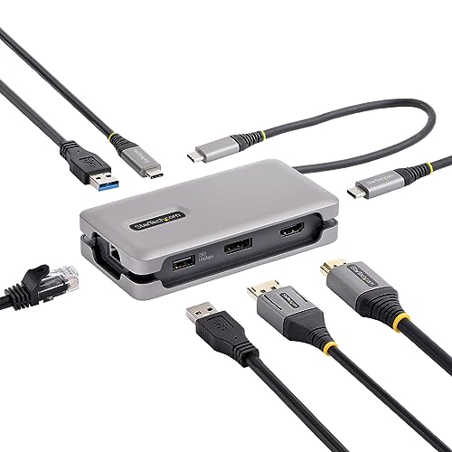 StarTech.com USB-C Multiport Adapter - 4K 60Hz USB C HDMI/DisplayPort Adapter - 3 Port USB C Hub - 100W PD - GbE - USB C Dockingstation/Laptop Dock - USB C auf HDMI - 30 cm Integ. Kabel (DKT31CDHPD3) von StarTech.com