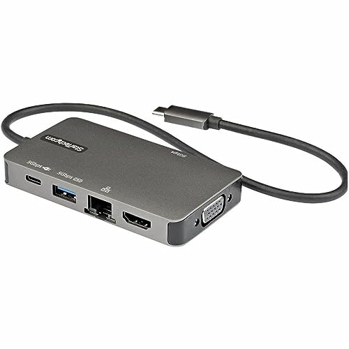 StarTech.com USB-C Multiport Adapter - USB-C auf 4K 30Hz HDMI oder 1080p VGA - USB Typ-C Mini Dock mit 100W Power Delivery Passthrough,3-Port USB Hub 5 Gbit/s, GbE - 30cm Kabel (DKT30CHVPD2) von StarTech.com