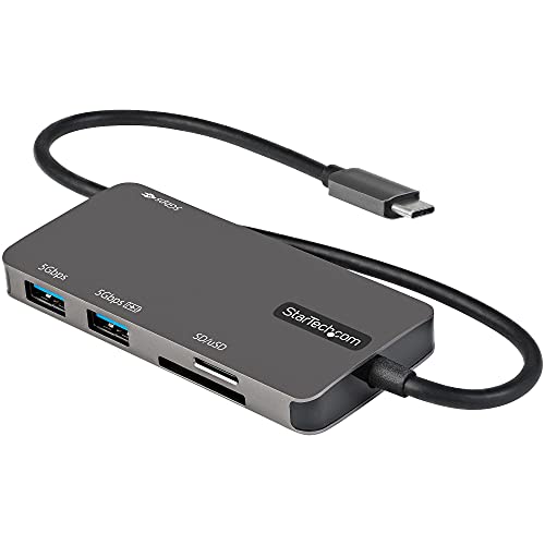 StarTech.com USB-C Multiport Adapter - USB-C auf 4K-HDMI, 100W PD Pass-Through, SD-/MicroSD-Steckplatz - USB-C-Mini-Dock - 30 cm langes Kabel (DKT30CHSDPD), Grau von StarTech.com