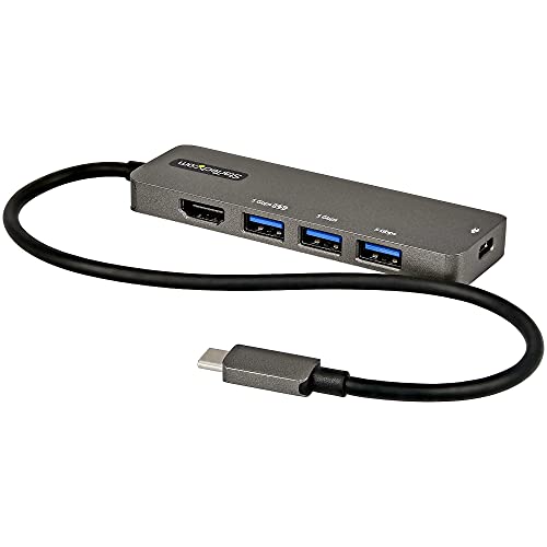StarTech.com USB-C Multiport Adapter - USB-C auf HDMI 2.0b 4K 60Hz (HDR10), 100W Power Delivery Pass-Through, 4-Port USB 3.0 Hub - USB Type-C Mini Dock - 30cm langes Kabel (DKT30CHPD3) von StarTech.com