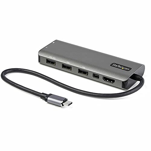 StarTech.com USB-C Multiport Adapter - USB-C auf HDMI oder Mini DisplayPort 4K 60Hz, 100W Power Delivery Pass-Through, 4-Port 10 Gbit/s USB Hub - USB Typ-C Mini Dock - 30cm Kabel (DKT31CMDPHPD) von StarTech.com