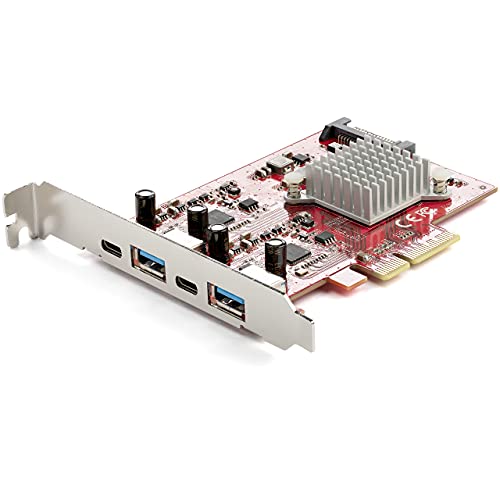 StarTech.com USB-C PCIe Karte mit 4 Ports - 10 Gbit/s USB PCI Express Erweiterungskarte mit 2 Controllern - 2X USB-C & 2X USB-A Ports - USB 3.1 Schnittstellenkarte - Full Profile (PEXUSB312A2C2V) von StarTech.com