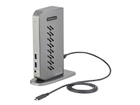 StarTech.com USB-C USB-A-Dock - Hybrid Universal USB 3.0 Dockingstation für USB-C- oder USB-A-Laptop - Dual-Monitor 4K 60Hz HDMI / DisplayPort - 6x USB-A, GbE - USB 3.1 Gen 1 - Windows/Mac, Kabelgebunden, USB 3.2 Gen 1 (3.1 Gen 1) Type-B, Schwarz, Grau, 10 Gbit/s, 3840 x 2160 Pixel, Aluminium, Kunststoff von StarTech.com