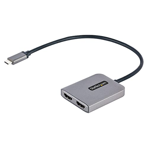 StarTech.com USB-C auf Dual HDMI Adapter, USB Typ-C Multi-Monitor MST Hub, Dual 4K 60Hz HDMI Laptop Display Extender / Splitter, HDR, extra langes integriertes Kabel, nur Windows (MST14CD122HD) von StarTech.com