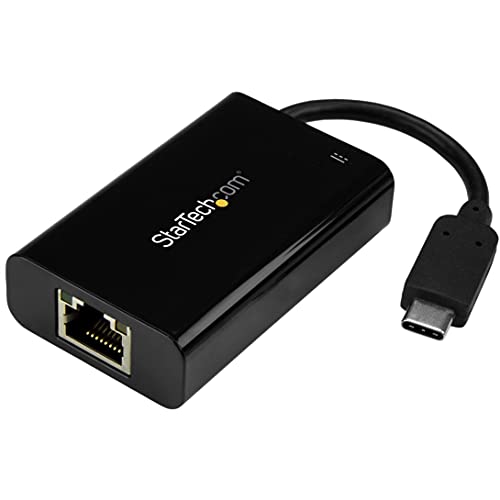 StarTech.com USB-C auf Gigabit Netzwerk Adapter mit PD 2.0 - USB 3.1 Typ-C 1Gbit/s NIC/Netzwerkadapter - USB-C/TB3 auf 1GbE RJ45/LAN - Windows, MacOS, Chromebook - Schwarz (US1GC30PD) von StarTech.com