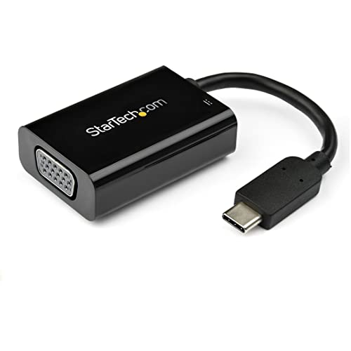 StarTech.com USB-C auf VGA Adapter mit Power Delivery - 1080p USB Typ-C auf VGA Monitor Video Konverter mit Ladefunktion - 60W PD Pass-Through - Thunderbolt 3 Kompatibel - Schwarz (CDP2VGAUCP) von StarTech.com