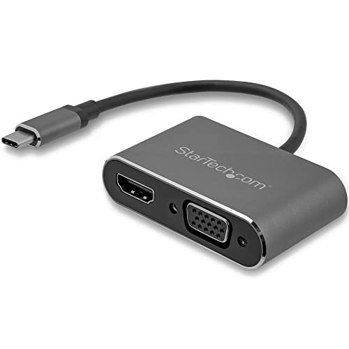 StarTech.com USB-C auf VGA und HDMI Adapter - USB-C Multiport Adapter - 4K 30Hz - Space Grey - integr. Kabel - von StarTech.com