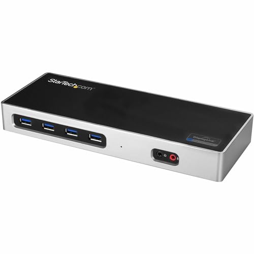 StarTech.com USB-C und USB-A DisplayLink Docking Station - Dockingstation für 2x Monitore 4K 60Hz DisplayPort + HDMI - USB 3.0 Dock für USB-C/USB-A Laptops - 6x USB-A, GbE - Mac/Windows (DK30A2DH) von StarTech.com