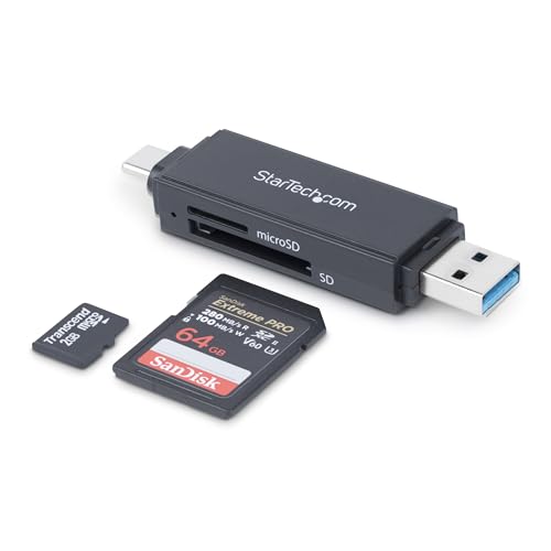 StarTech.com USB Speicherkartenlesegerät - USB 3.0 SD Kartenleser - Kompakt - 5Gbit/s - USB Kartenleser - MicroSD USB Adapter (SDMSDRWU3AC) von StarTech.com