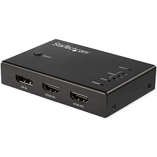 StarTech.com VS421HDDP HDMI-Video-Umschalter mit 4 Anschlüssen (3 x HDMI und 1x DisplayPort, 4K 60Hz, automatischer Splitter) von StarTech.com