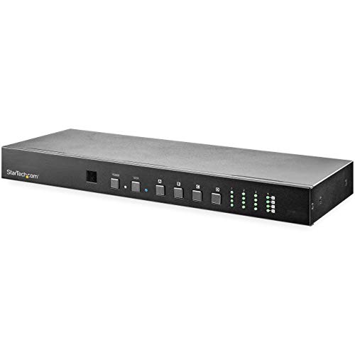 StarTech.com 4x4 HDMI-Matrix-Switch mit Audio und Ethernet Steuerung - 4K 60Hz Video - Rackmontage HDMI 2.0 Splitter mit Fernbedienung (VS424HD4K60) von StarTech