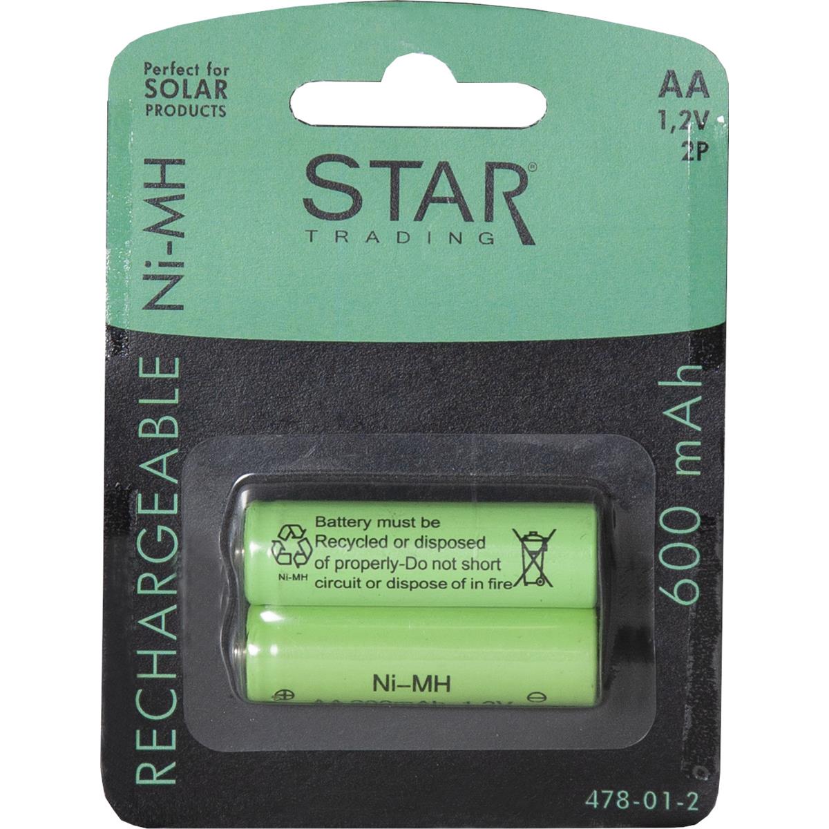 Ersatzakku für Solarartikel, AA -1,2V NiMH - 600mAh - 2er Set - Sol... Ersatzakku für Solarartikel, AA -1,2V NiMH - 600mAh - 2er Set - Sol... von StarTrading
