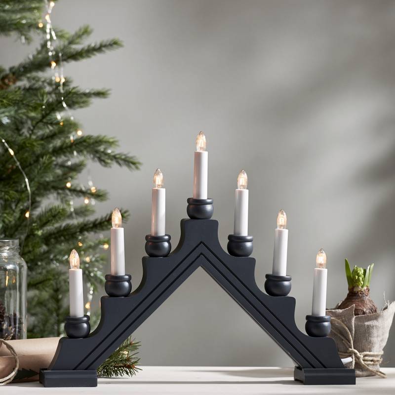Fensterleuchter KARIN - 7 warmweiße Glühlampen - L: 42cm, H: 34cm - Schalter - dunkelgrau von StarTrading