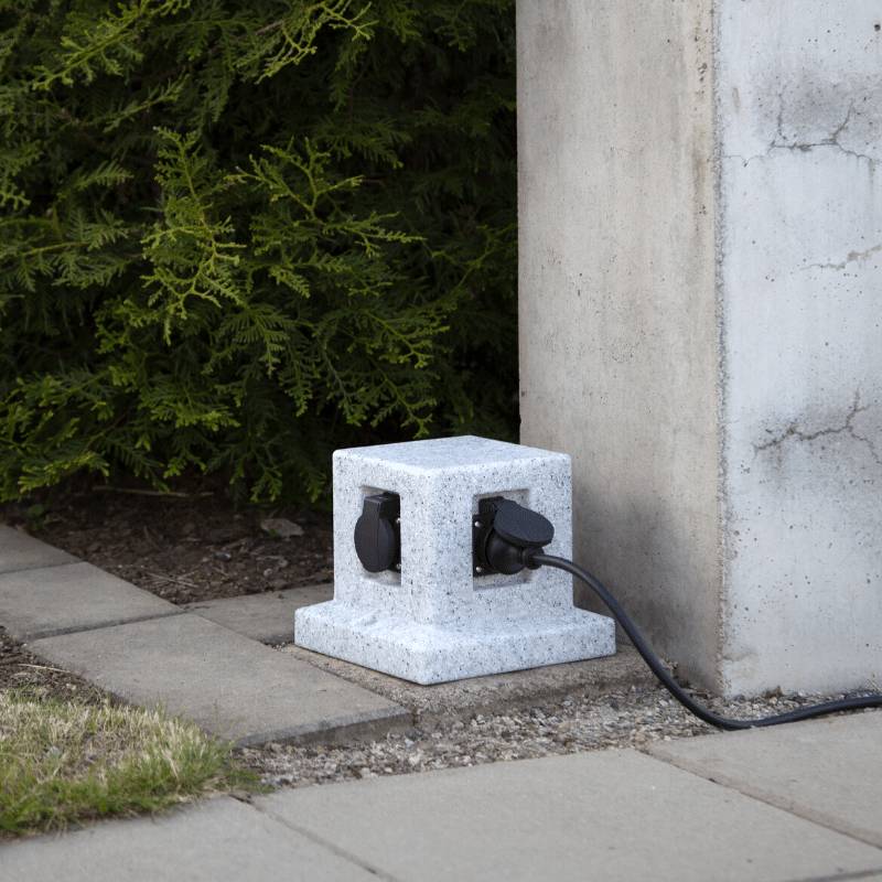Gartensteckdose Plugge - Granitoptik - für 4 Stecker - 2 m Zuleitung von StarTrading