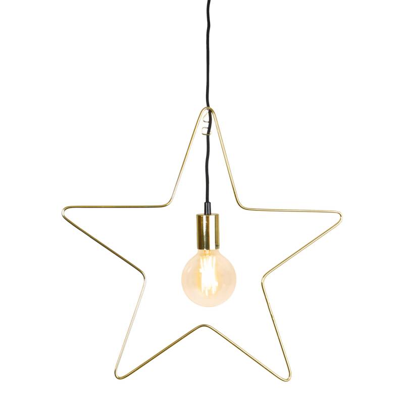 Hängestern - Lampenhalterung Stern - Dekoleuchte - 5-zackig - inkl. E27 Fassung - H: 50cm - gold von StarTrading