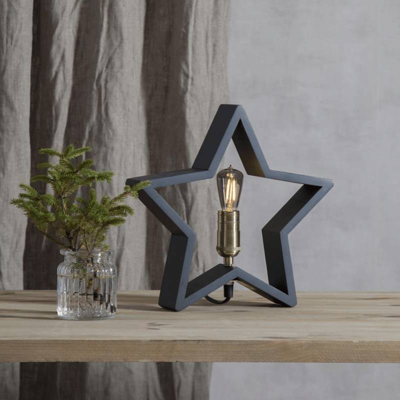 Holzstern "Lysekil" - stehend - 5-zackig -  D: 30cm - E14 Fassung -... von StarTrading