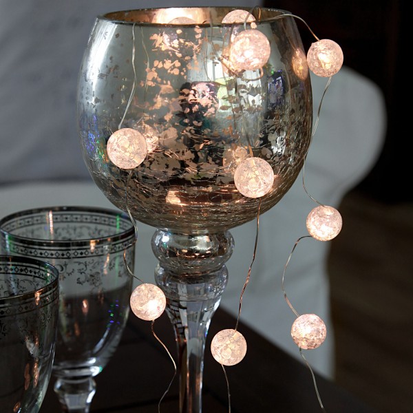LED Draht Lichterkette Kugeln - Eisglas Optik - 15 warmweiße LED - ... LED Draht Lichterkette Kugeln - Eisglas Optik - 15 warmweiße LED - ... von StarTrading