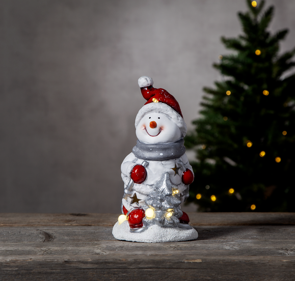 LED Keramik Figur "Friends" - Schneemann - 6 warmweiße LED - H: 23c... von StarTrading