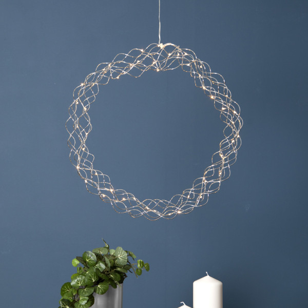 LED Lichtkranz Curly - 50 warmweiße LED - D: 45cm - Metall - silber von StarTrading