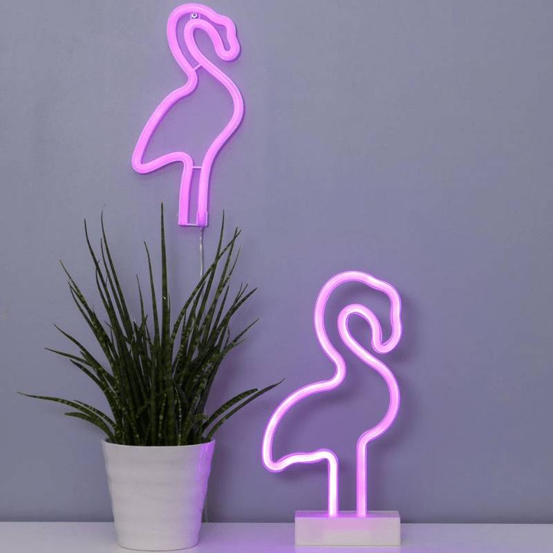 LED-Silhouette Neonlight pink Flamingo - Wandmontage - 28,5cm x14,5cm - Batterie - Timer von StarTrading