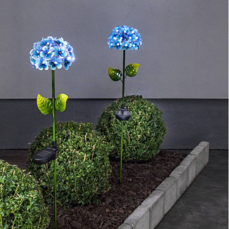 LED Solarstab Hortensie - 27 kaltweiße LED - H: 77cm, D: 16cm - Däm... von StarTrading