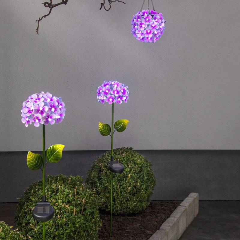 LED Solarstab Hortensie - pink - 27 kaltweiße LED - H: 77cm, D: 16c... von StarTrading