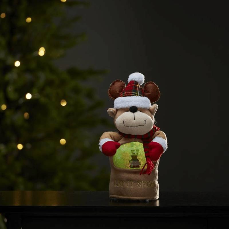 LED Stoff-Figur Rentier - Schneekugel mit Sensor - 1 warmweiße LED ... von StarTrading