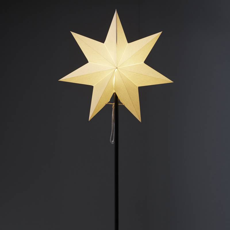 Papierstern Frozen - stehend - 7-zackig - D: 34cm, H: 85cm - inkl. E14 Fassung u. Kabel - weiß von StarTrading