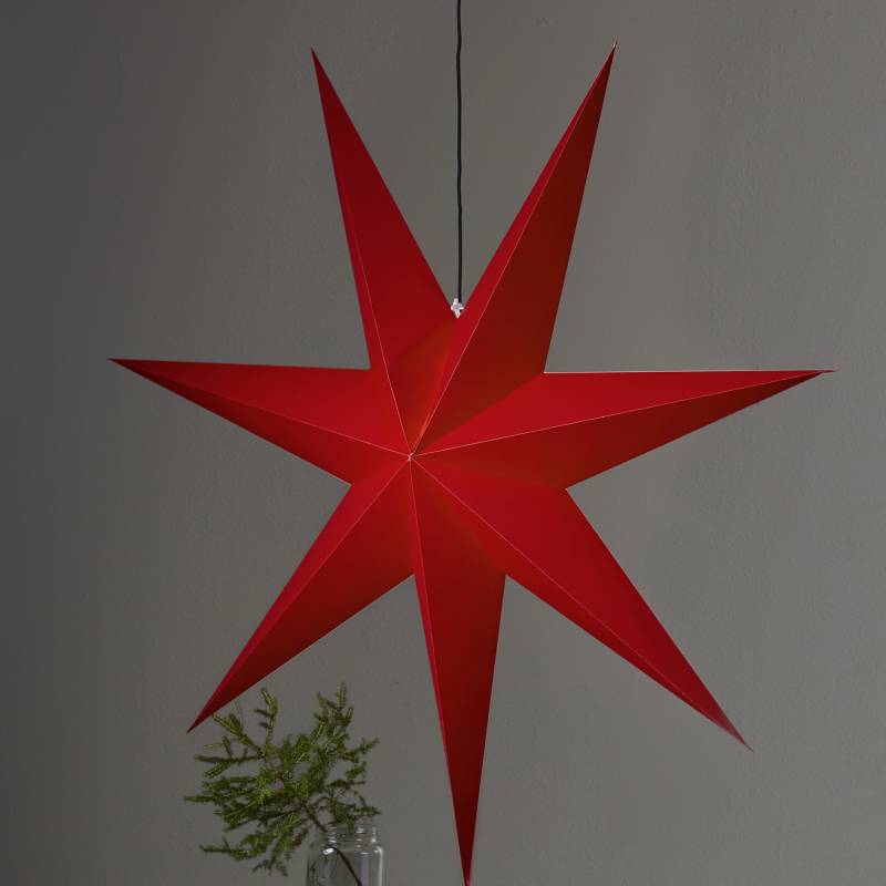 Papierstern Rozen - hängend - 7-zackig - D: 140cm - inkl. E27 Fassung u. Kabel - rot von StarTrading