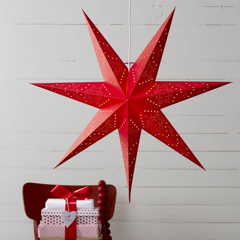Papierstern Sensy - hängend - 7-zackig - D: 70cm - inkl. E14 Fassung u. Kabel - rot von StarTrading