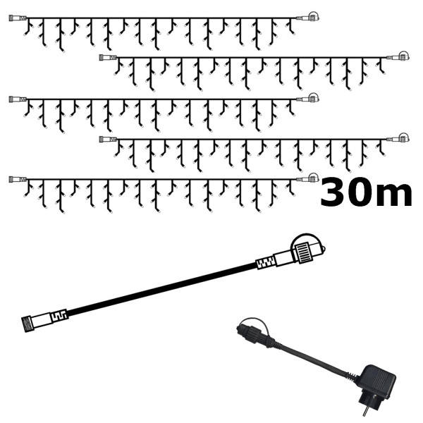SYSTEM 24 KOMPLETT SET 30m - LED Lichtervorhang Eisregen - Icicle f... von StarTrading