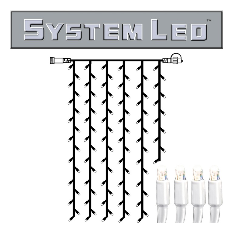 System LED White | Lichtvorhang | koppelbar |  exkl. Trafo | 1.00m x 2.00m | 102x Kaltweiß von StarTrading