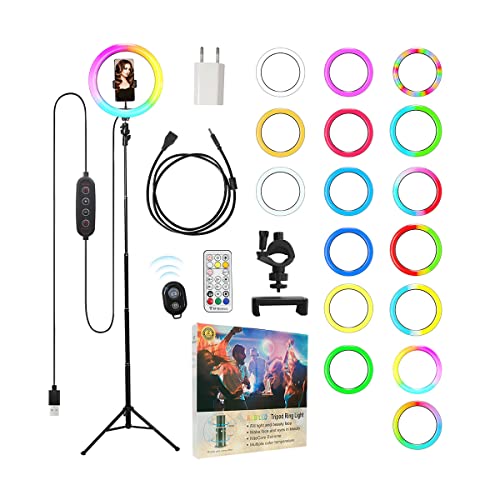 Ringlicht Mit Stativ - 29.5cm Selfie Ringleuchte Mit USB Europäischem Stecker, Verängerungskabel und Fernbedienung für YouTube, Fotografie, Live Streaming - RGB LED Ringlicht von Starbea