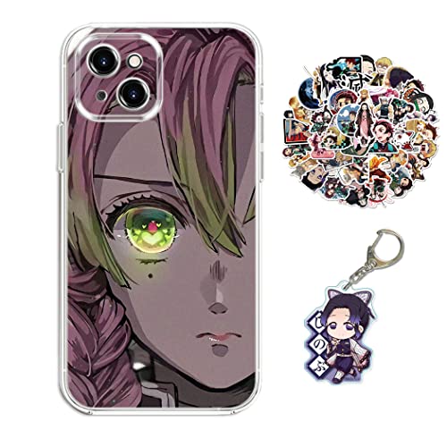 Demon -Slayer Hülle für Google Pixel 7 Pro Anime Mitsuri Handyhülle [Mit Schlüsselbund und 50pcs Aufkleber] Cartoons Transparent Silikon Case Hülle für Google Pixel 7 Pro von Staremeplz