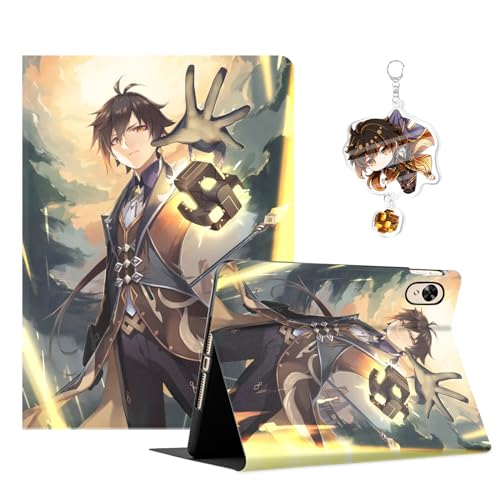 Genshin Impact Hülle für iPad 10 Generation Anime Spiel Genshin Impact Xiao Cartoons Schutzhülle mit Ständer Funktion und Auto Schlaf/Wachen [Mit Schlüsselbund] von Staremeplz