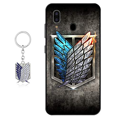 Hülle für Samsung Galaxy A40 Attack on Titan Anime Handyhülle [Mit Angriff auf Titan Schlüsselbund] Cartoons Silikon Sanft Bumper Case Hülle für Samsung Galaxy A40 von Staremeplz