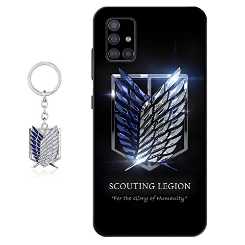 Hülle für Samsung Galaxy A71 Attack on Titan Anime Handyhülle [Mit Angriff auf Titan Schlüsselbund] Cartoons Silikon Sanft Bumper Case Hülle für Samsung Galaxy A71 von Staremeplz