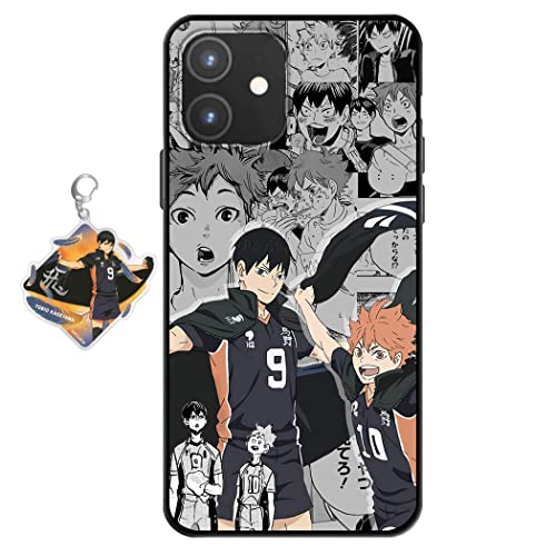 Hülle für iPhone 12 Mini Anime Handyhülle [Mit Schlüsselbund] Cartoons Volleyball Junior Silikon Sanft Bumper Case Hülle für iPhone 12 Mini von Staremeplz