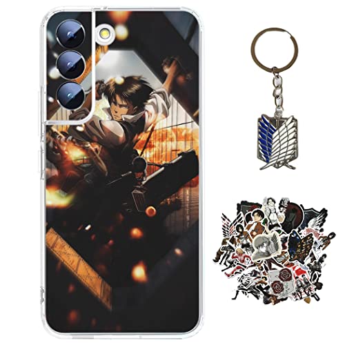 Staremeplz Attack -on Titan Hülle für Samsung Galaxy A54 5G Anime Handyhülle [Mit Schlüsselbund und 50pcs Aufkleber] Cartoons Transparent Silikon Case Hülle für Samsung Galaxy A54 5G von Staremeplz