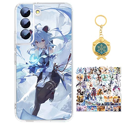 Staremeplz Genshin Impact Hülle für Samsung Galaxy A41 Anime Spiel Ganyu Handyhülle [Mit Schlüsselbund und 50pcs Aufkleber] Cartoons Transparent Silikon Case Hülle für Samsung Galaxy A41 von Staremeplz