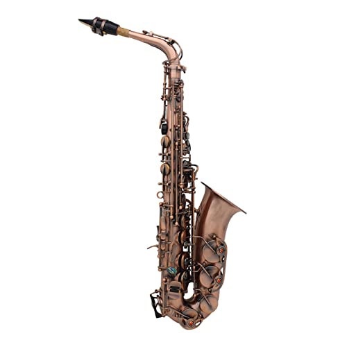 Staright Professionelle rote Bronze Bend Eb Es-Dur-Alt-Saxophon Sax Abalone Shell Schlüssel schnitzen Muster mit Fall Tuch Riemen Reinigungsbürste von Staright