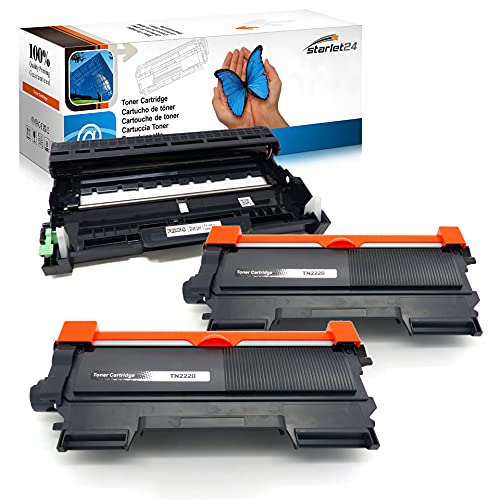 2X Toner + 1x Bildtrommel kompatibel zu Brother TN2220 DR2200 für DCP-7055 DCP-7060D MFC-7360N MFC-7460DN 7860DW HL-2130 HL-2240 HL-2240D HL-2250DN HL-2270DW FAX-2840 FAX-2940 von Starlet24