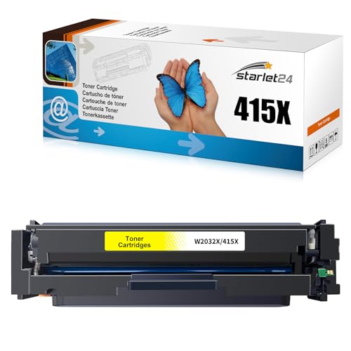 Starlet24 1x 415X Gelb Toner Kompatibel für HP 415X Gelb W2032X Mit Chip als Ersatz für Laserjet Pro MFP M479fdw M479fdn M479fdw M454dw M454dn von Starlet24