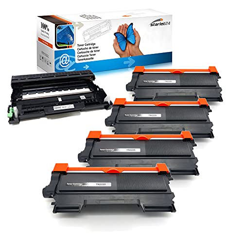 4X Toner + 1x Bildtrommel kompatibel zu Brother TN2220 DR2200 für DCP-7055 DCP-7060D MFC-7360N MFC-7460DN 7860DW HL-2130 HL-2240 HL-2240D HL-2250DN HL-2270DW FAX-2840 FAX-2940 von Starlet24