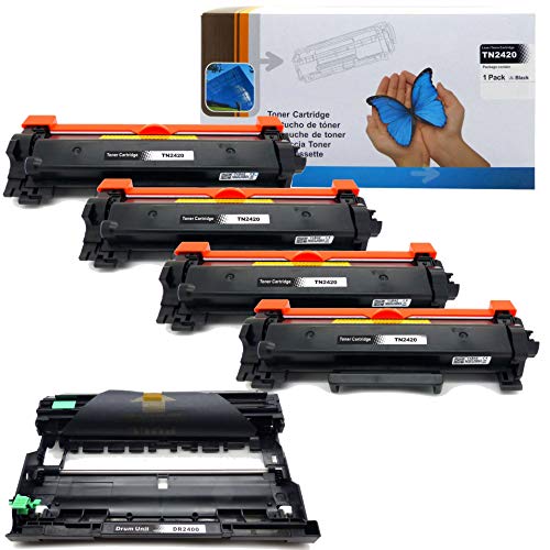 4X Toner und 1x Trommel Ersatz für Brother TN2420 TN2410 DR2400 DCP-L2510 DCP-L2530 DCP-L2537 DCP-L2550 HL-L2310 HL-L2350 HL-L2357 HL-L2370 HL-L2375 MFC-L2710 MFC-L2710 MFC-L2730 MFC-L2735 von Starlet24