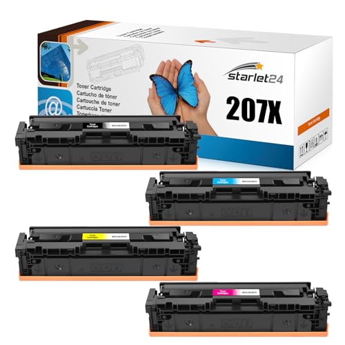 Starlet24 207X Toner Kompatibel für HP 207X 207A W2210X W2211X W2212X W2213X Toner für Color Laserjet Pro MFP M282nw M255dw M283fdn M283 M282 M255 Mit Chip (4 Pack) von Starlet24