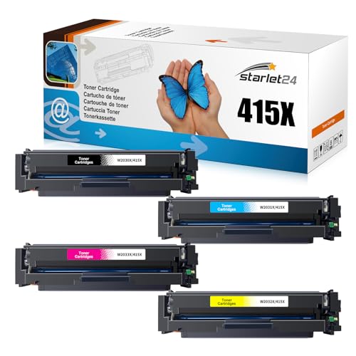 Starlet24 4X 415X Toner Kompatibel Toner für HP 415X W2030X W2031X W2032X W2033X Mit Chip als Ersatz für Laserjet Pro MFP M479fdw M479fdn M479fdw M454dw M454dn von Starlet24