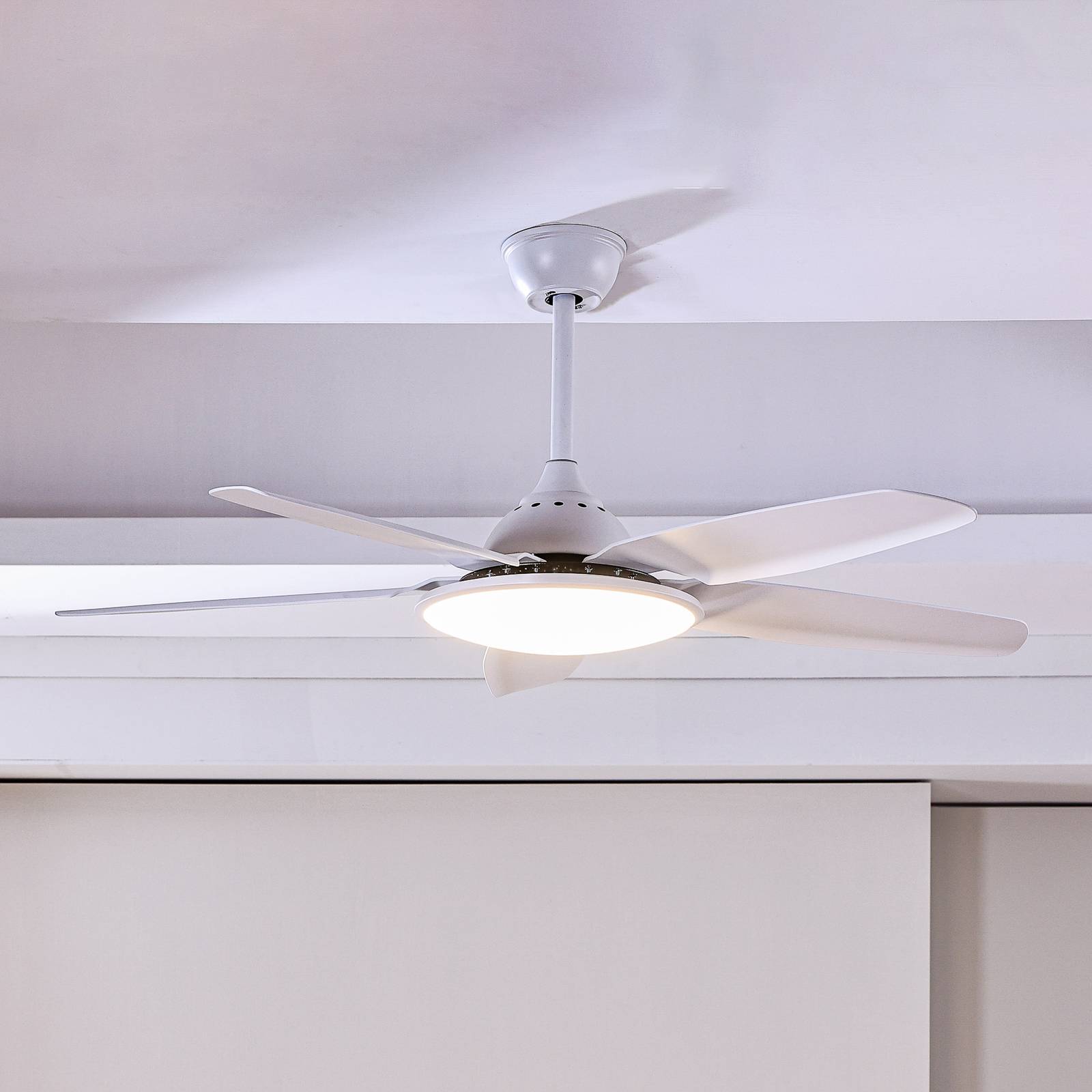 Lucande LED-Deckenventilator Divian, weiß, DC, leise, CCT Lucande LED-Deckenventilator Divian, weiß, DC, leise, CCT von LUCANDE