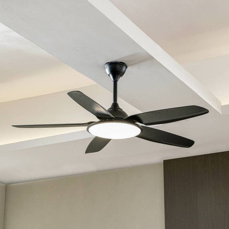 Lucande LED-Deckenventilator Divian, schwarz, DC, leise, CCT von LUCANDE